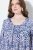 Ulla Popken Allover Printed Pleated Long Sleeve Tee Dark Blue - Trykket T-skjorter for dame - T-skjorter med trykk for dame