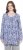 Ulla Popken Allover Printed Pleated Long Sleeve Tee Dark Blue - Trykket T-skjorter for dame - 