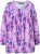 Ulla Popken Allover Printed Pleated Long Sleeve Tee Lavender - Trykket T-skjorter for dame - 