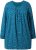 Ulla Popken Pleated Confetti Print Long Sleeve Tee Teal - Trykket T-skjorter for dame - 