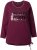 Ulla Popken Your Story Sequined Long Sleeve Tunic Tee Dark Ruby - Trykket T-skjorter for dame - 