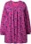 Ulla Popken Pleated Long Sleeve Floral Knit Tunic Summer Berry - Trykket T-skjorter for dame - 