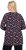 Ulla Popken Peppermint Tree V-Neck Holiday Cotton Long Sleeve Knit Tunic Black - Trykket T-skjorter for dame - 