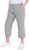 Ulla Popken Cool Linen Elastic Waist Capri Pants Light Grey Melange - Jeans & Bukser i Store Størrelser – Plus Size - Jeans og bukser, EU 42-70