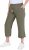 Ulla Popken Cool Linen Elastic Waist Capri Pants Loden Green - Jeans & Bukser i Store Størrelser – Plus Size - Jeans og bukser, EU 42-70