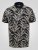 D555 Palmer Leaf Printed Jacquard Collar & Cuff Chest Pocket Polo Black - Polo- & piqueskjorter - Poloskjorte i store størrelser - 2XL-8XL