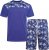 Kam Jeans 5002 Palm Tree Panel Tee And Short Set Electric Blue - T-skjorter - Store T-skjorter - 2XL-14XL
