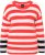 Ulla Popken Mixed Stripe Long Sleeve Sweater Hibiscus Red - Hettegensere og collegegensere - Myke gensere, hettegensere og strikk
