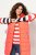 Ulla Popken Mixed Stripe Long Sleeve Sweater Hibiscus Red - Hettegensere og collegegensere - Myke gensere, hettegensere og strikk