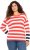 Ulla Popken Mixed Stripe Long Sleeve Sweater Hibiscus Red - Hettegensere og collegegensere - Myke gensere, hettegensere og strikk