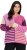 Ulla Popken Patchwork Striped Long Sleeve V-Neck Sweater Raspberry - Hettegensere og collegegensere - Myke gensere, hettegensere og strikk