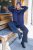 Ulla Popken Textured Glitter Embroidery Oversized Sweater Ink Blue - Hettegensere og collegegensere - 