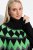 Ulla Popken Neon Alpine Pattern Long Sleeve Turtleneck Sweater Apple Green - Hettegensere og collegegensere - Myke gensere, hettegensere og strikk