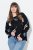 Ulla Popken Eco Cotton Leaf Pattern Long Sleeve Sweater Black - Hettegensere og collegegensere - Myke gensere, hettegensere og strikk