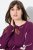 Ulla Popken Eco Cotton Leaf Pattern Long Sleeve Sweater Forest Berry - Hettegensere og collegegensere - Myke gensere, hettegensere og strikk