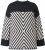 Ulla Popken Graphic Stripe Long Sleeve Turtleneck Sweater Black - Hettegensere og collegegensere - Myke gensere, hettegensere og strikk