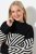 Ulla Popken Graphic Stripe Long Sleeve Turtleneck Sweater Black - Hettegensere og collegegensere - Myke gensere, hettegensere og strikk