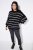 Ulla Popken Oversized Striped Balloon Sleeve Sweater Black - Hettegensere og collegegensere - Myke gensere, hettegensere og strikk