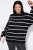Ulla Popken Oversized Striped Balloon Sleeve Sweater Black - Hettegensere og collegegensere - Myke gensere, hettegensere og strikk