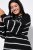 Ulla Popken Oversized Striped Balloon Sleeve Sweater Black - Hettegensere og collegegensere - Myke gensere, hettegensere og strikk