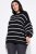 Ulla Popken Oversized Striped Balloon Sleeve Sweater Black - Hettegensere og collegegensere - Myke gensere, hettegensere og strikk