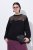 Ulla Popken Tulle Panel Sweatshirt Black - Hettegensere og collegegensere - Myke gensere, hettegensere og strikk