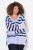 Ulla Popken Split Stripe Long Sleeve V-Neck Sweater Blue Grey - Hettegensere og collegegensere - Myke gensere, hettegensere og strikk