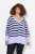 Ulla Popken Split Stripe Long Sleeve V-Neck Sweater Blue Grey - Hettegensere og collegegensere - Myke gensere, hettegensere og strikk