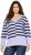 Ulla Popken Split Stripe Long Sleeve V-Neck Sweater Blue Grey - Hettegensere og collegegensere - 