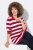 Ulla Popken Striped Polo Collar Long Sleeve Sweater Ruby Red - Hettegensere og collegegensere - Myke gensere, hettegensere og strikk