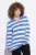 Ulla Popken Striped Polo Collar Long Sleeve Sweater Aegean Blue - Hettegensere og collegegensere - Myke gensere, hettegensere og strikk