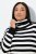 Ulla Popken Striped Stand-Up Collar Sweater Black - Hettegensere og collegegensere - Myke gensere, hettegensere og strikk