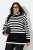 Ulla Popken Striped Stand-Up Collar Sweater Black - Hettegensere og collegegensere - Myke gensere, hettegensere og strikk