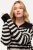 Ulla Popken Striped Troyer Collar Sweater Black - Hettegensere og collegegensere - Myke gensere, hettegensere og strikk