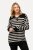 Ulla Popken Striped Troyer Collar Sweater Black - Hettegensere og collegegensere - Myke gensere, hettegensere og strikk