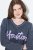 Ulla Popken Houston Textured Lettering Sweatshirt Navy - Hettegensere og collegegensere - Myke gensere, hettegensere og strikk