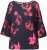 Ulla Popken Botanical Print Cold Shoulder Top Black - T-skjorter - 
