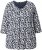 Ulla Popken Floral 3/4 Sleeve V-Neck A-Line Tee Navy - T-skjorter - 