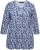 Ulla Popken Floral 3/4 Sleeve V-Neck A-Line Tee Blue - T-skjorter - 