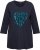 Ulla Popken Peace Love Life 3/4 Sleeve Graphic Tee Navy - T-skjorter - 