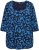 Ulla Popken Scribble Print Square Neck 3/4 Sleeve Tee Navy - Trykket T-skjorter for dame - 