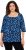 Ulla Popken Scribble Print Square Neck 3/4 Sleeve Tee Navy - Trykket T-skjorter for dame - 