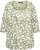 Ulla Popken Scribble Print Square Neck 3/4 Sleeve Tee Sage Green - Trykket T-skjorter for dame - 