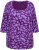 Ulla Popken Scribble Print Square Neck 3/4 Sleeve Tee Violet - Trykket T-skjorter for dame - 