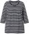 Ulla Popken Striped 3/4 Sleeve A-Line Tee Black - T-skjorter - 