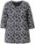 Ulla Popken Graphic Flower A-Line 3/4 Sleeve Tee Black - T-skjorter - 