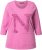 Ulla Popken Textured Lettering 3/4 Sleeve Tee Pink - Trykket T-skjorter for dame - 