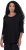 Ulla Popken Flower Epaulet 3/4 Sleeve Top Black - Trykket T-skjorter for dame - 