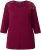 Ulla Popken Flower Epaulet 3/4 Sleeve Top Dark Cherry Red - Trykket T-skjorter for dame - 