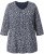Ulla Popken Snowflake Print 3/4 Sleeve Tee Navy - T-skjorter - 